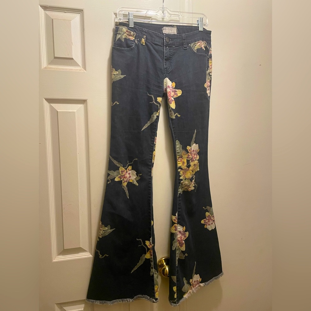 Free People floral flare jeans